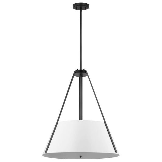 Satco 60-7697 Pendant Fixture Brewster; 3 Light Black Finish; White