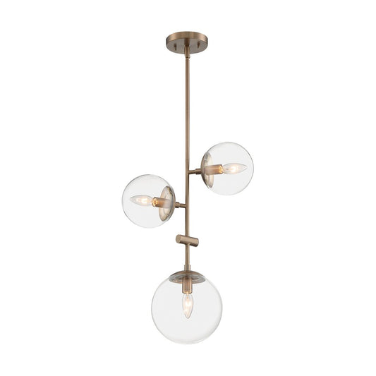 Satco 60-7124 Pendant Fixture Sky; 3 Light; Burnished Brass Finish;