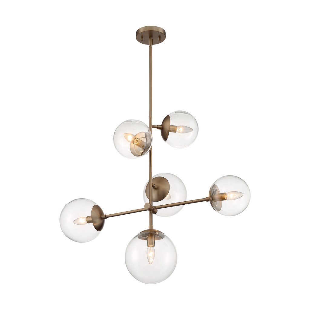 Satco 60-7125 Pendant Fixture Sky; 6 Light; Burnished Brass Finish;