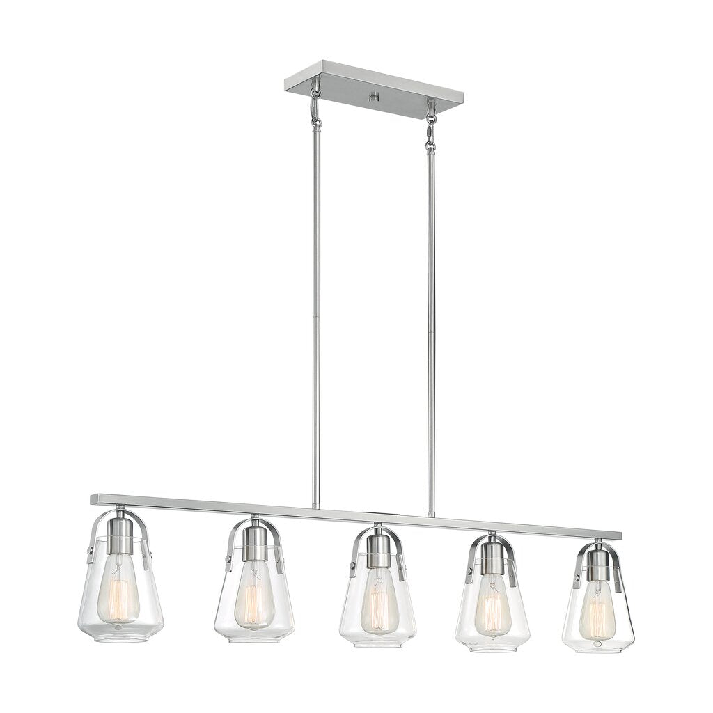 Satco 60-7114 Island Pendant Fixture Skybridge; 5 Light; Brushed