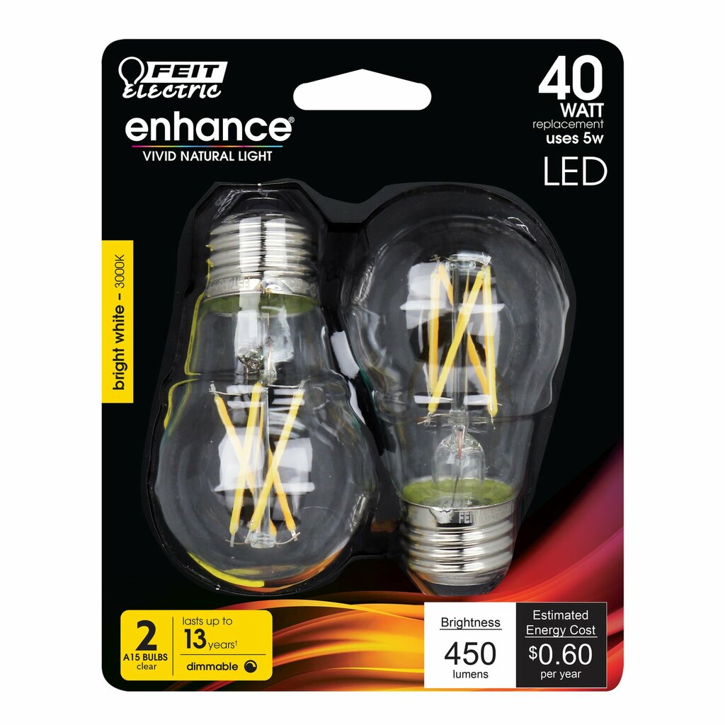 2 pack - Feit Electric BPA1540930CAFIL/2 5W A15 Bright white