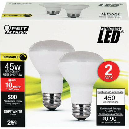 2 pack - Feit Electric R20DM/850/10KLED/2 7.5W R20 LED Light Bulb
