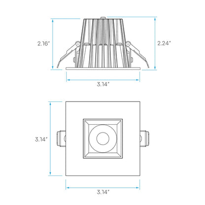 Luxrite LR23277 8W LED Dimmable Fixture 2" CCT Square Canless
