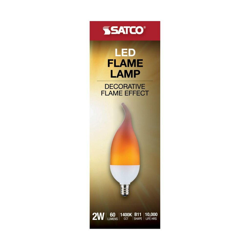 8 pack - Satco S29807 2W B11 Amber Flame LED Light Bulb
