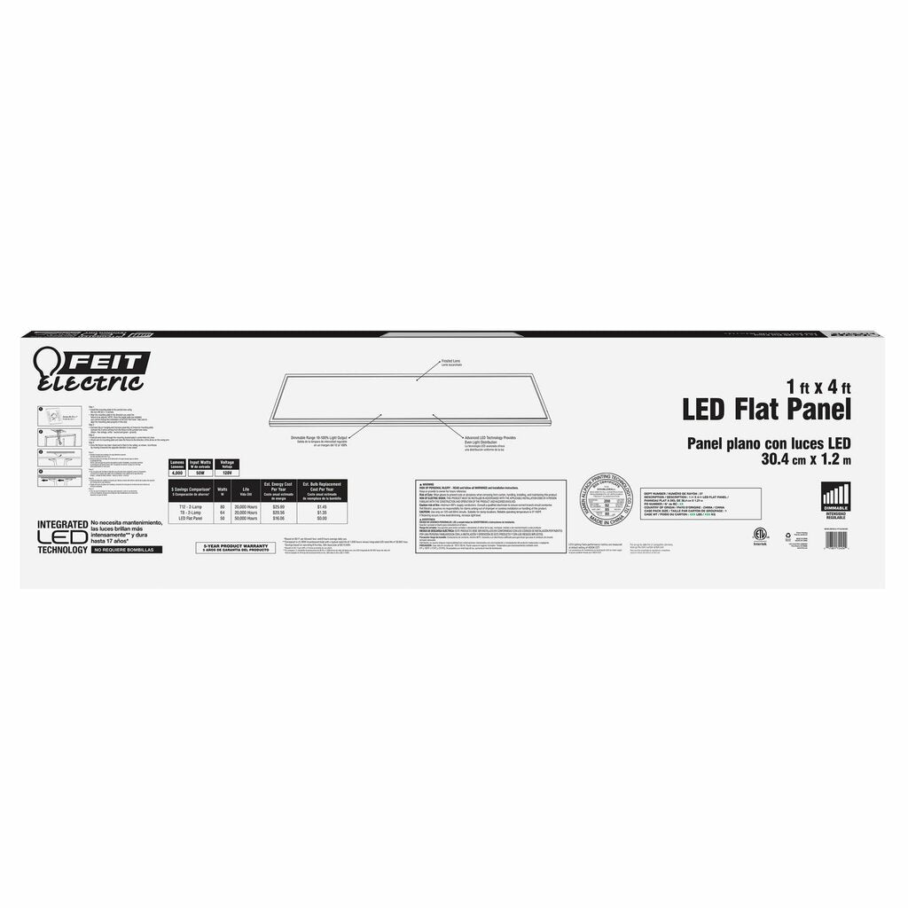 Feit Electric FP1X4/840/WH 50W LED Edge-Lit Flat Panel Fixture 1x4