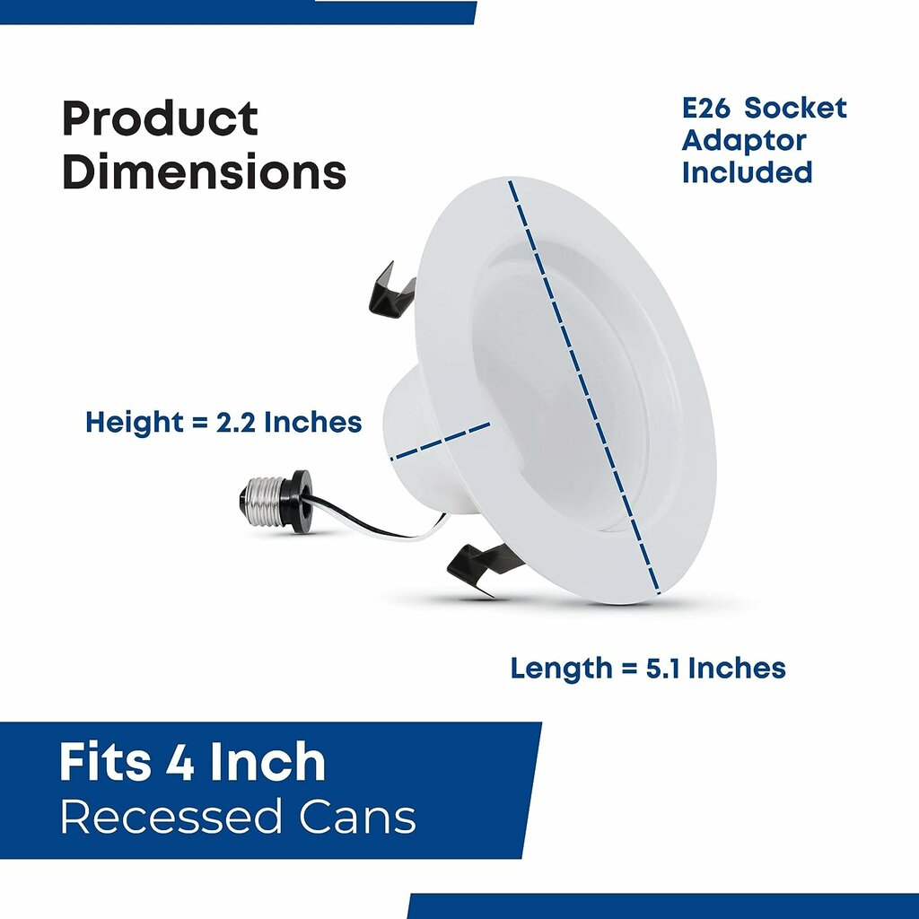 2 pack - Feit Electric LEDR4/927CA 7.2W 4" Round LED Downlight