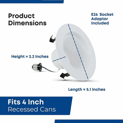 2 pack - Feit Electric LEDR4/927CA 7.2W 4" Round LED Downlight