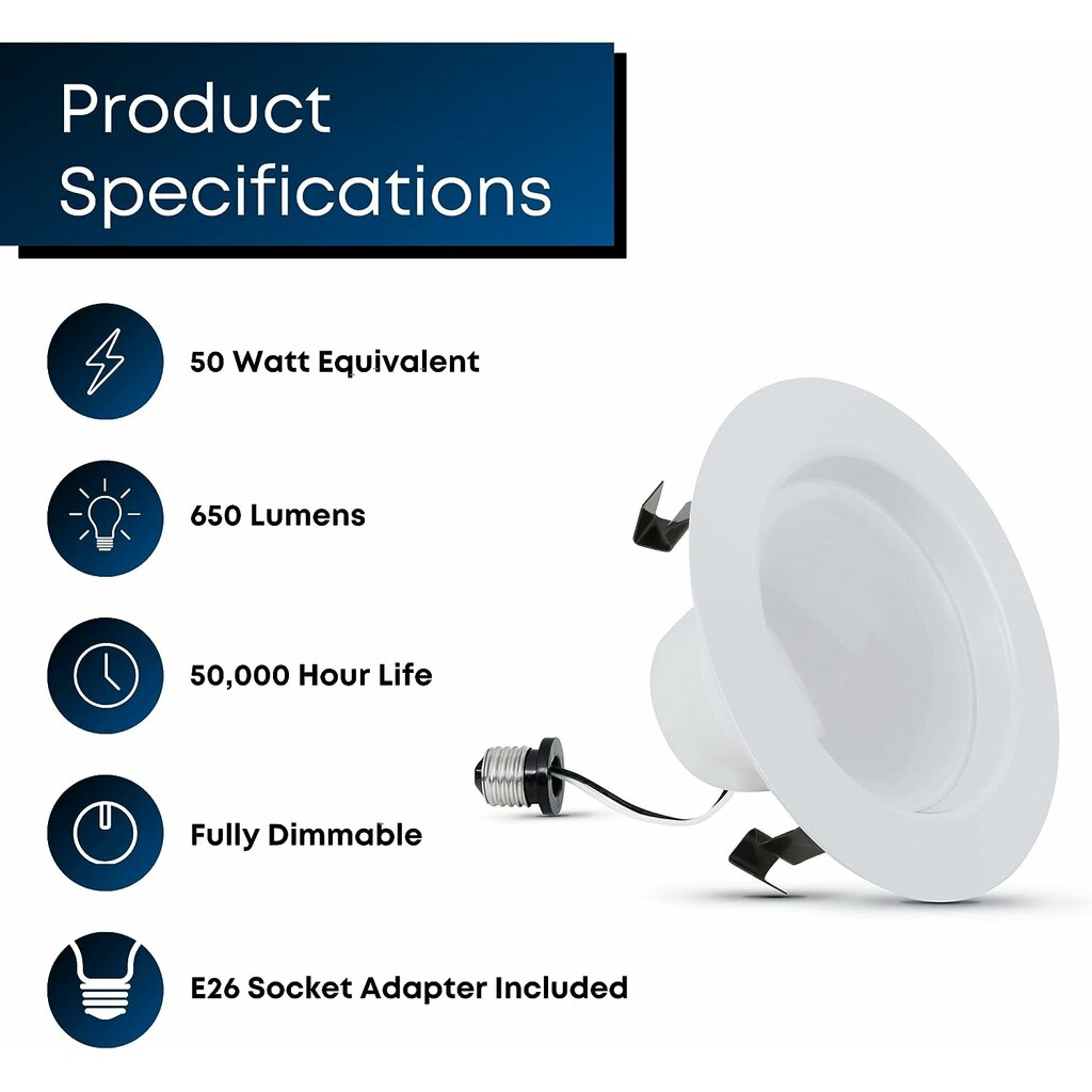 2 pack - Feit Electric LEDR4/927CA 7.2W 4" Round LED Downlight