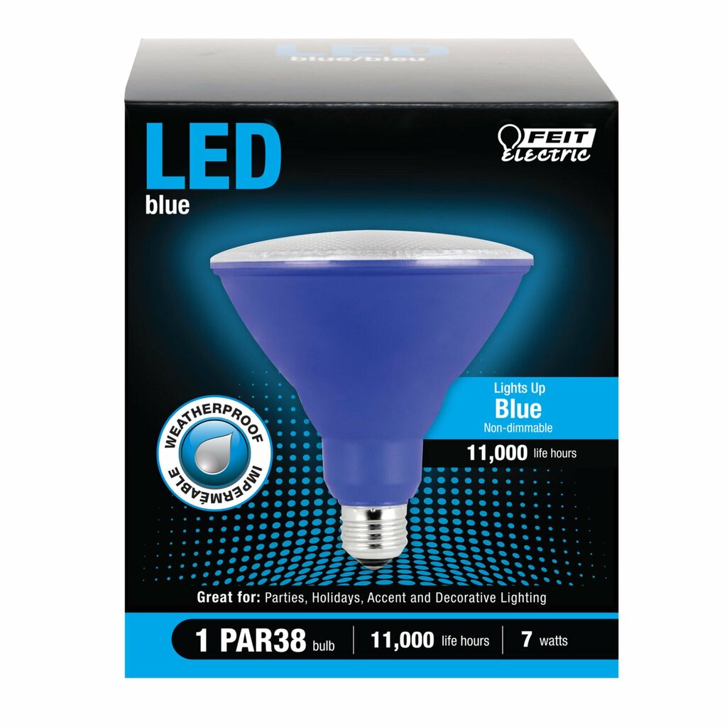 4 pack - Feit Electric PAR38/B/10KLED/BX 7W PAR38 Blue LED Light Bulb