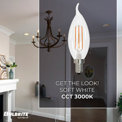 4 pack - Bulbrite 862871 5W CA10 Soft White Light Bulb