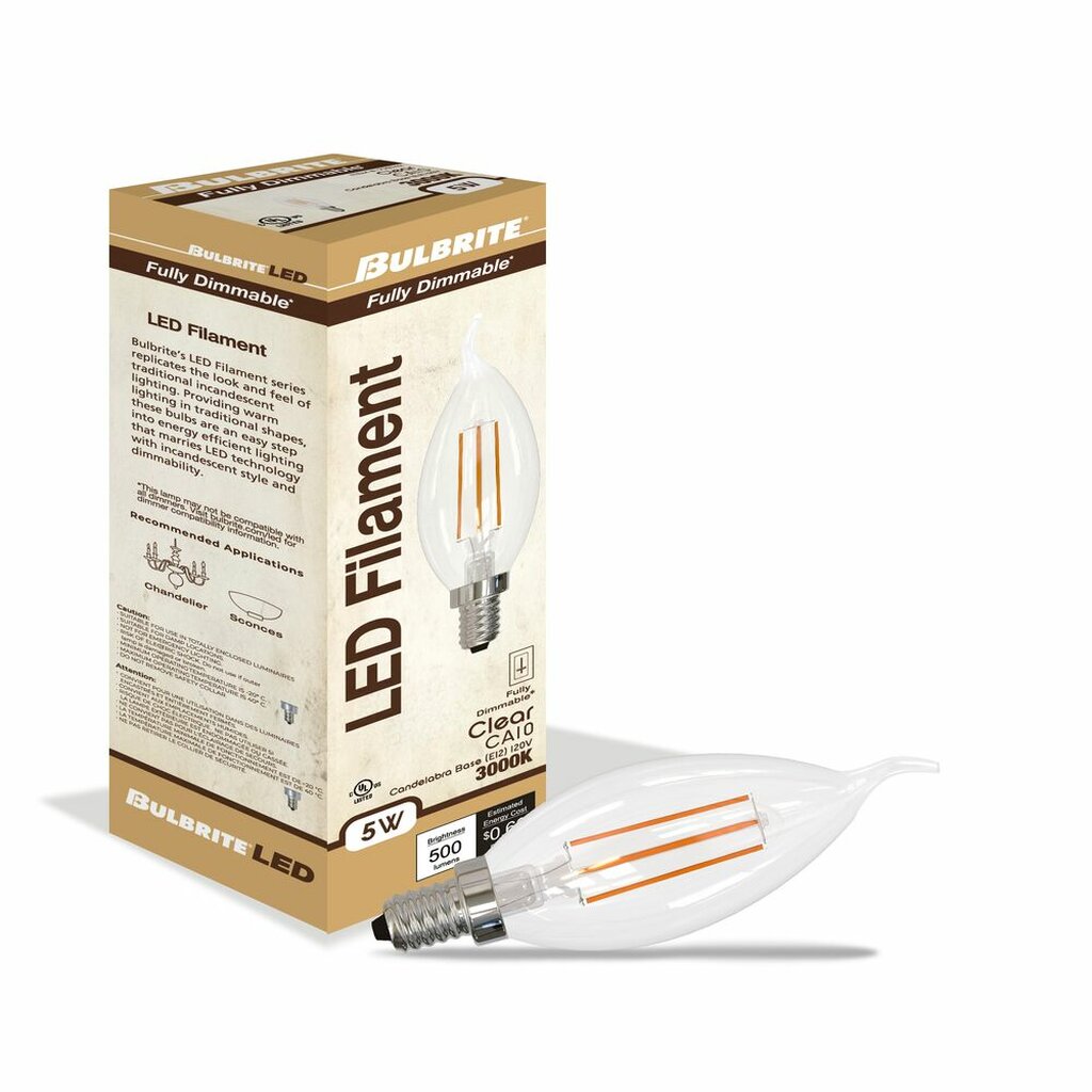 4 pack - Bulbrite 862871 5W CA10 Soft White Light Bulb