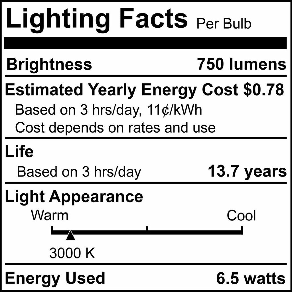 4 pack - Bulbrite 862858 6.5W CA10 Soft White Light Bulb
