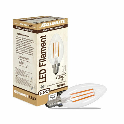 4 pack - Bulbrite 862855 6.5W B11 Warm White Light Bulb