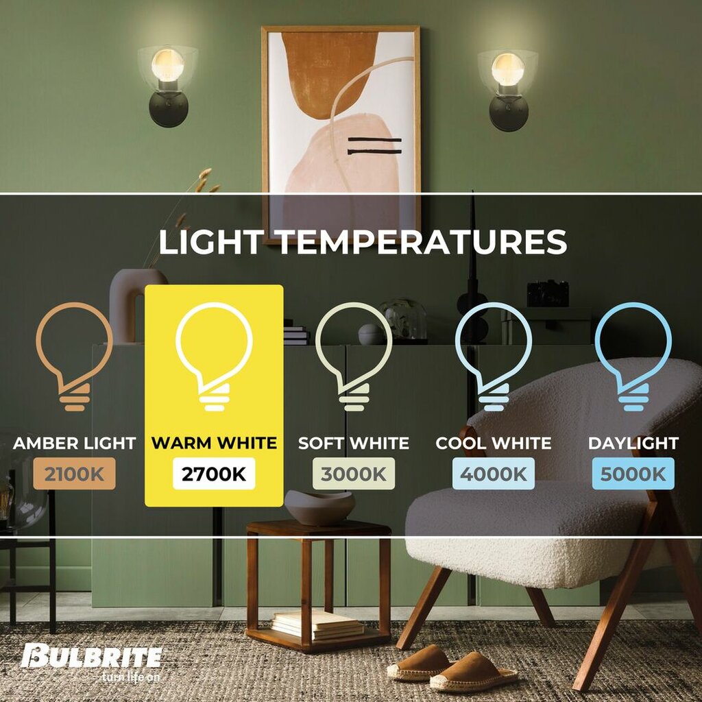 4 pack - Bulbrite 862852 6W G40 Warm White Light Bulb