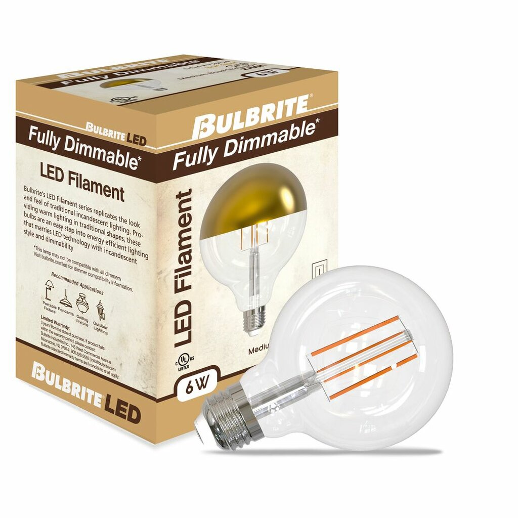 4 pack - Bulbrite 862852 6W G40 Warm White Light Bulb