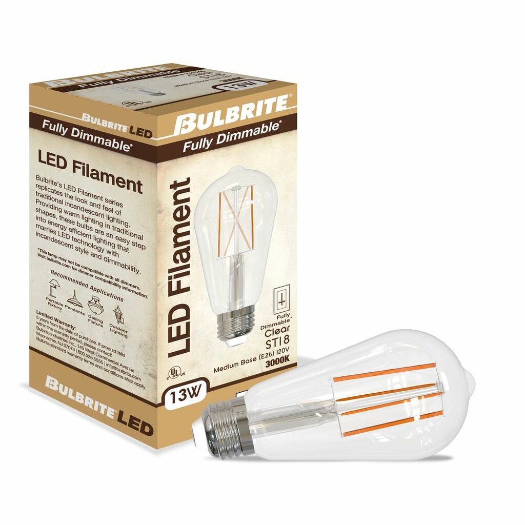 4 pack - Bulbrite 862849 13W ST18 Soft White Light Bulb