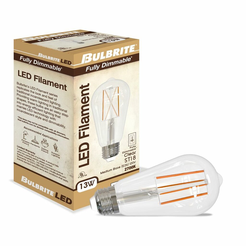 4 pack - Bulbrite 862848 13W ST18 Warm White Light Bulb