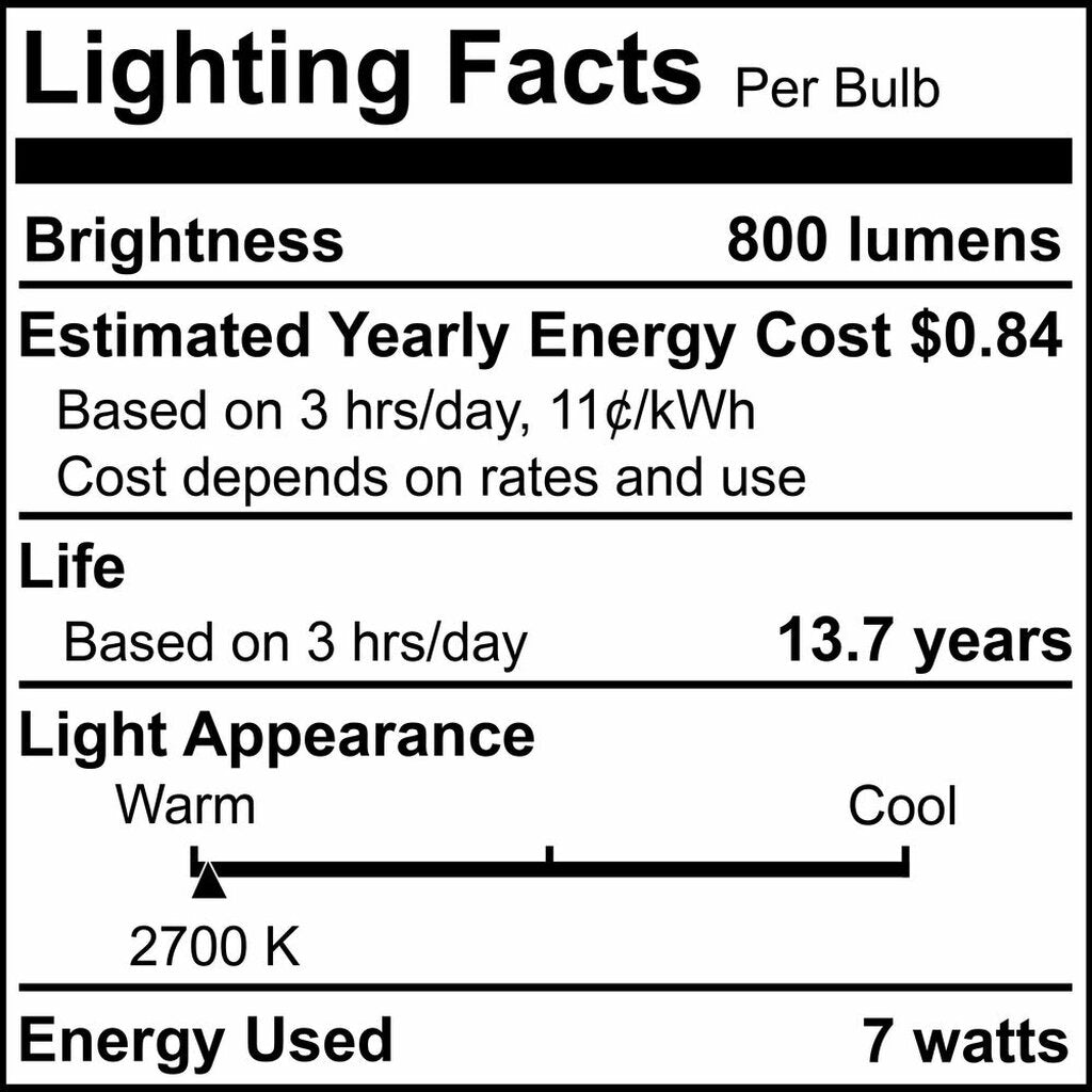 4 pack - Bulbrite 862846 7W A19 Warm White Light Bulb