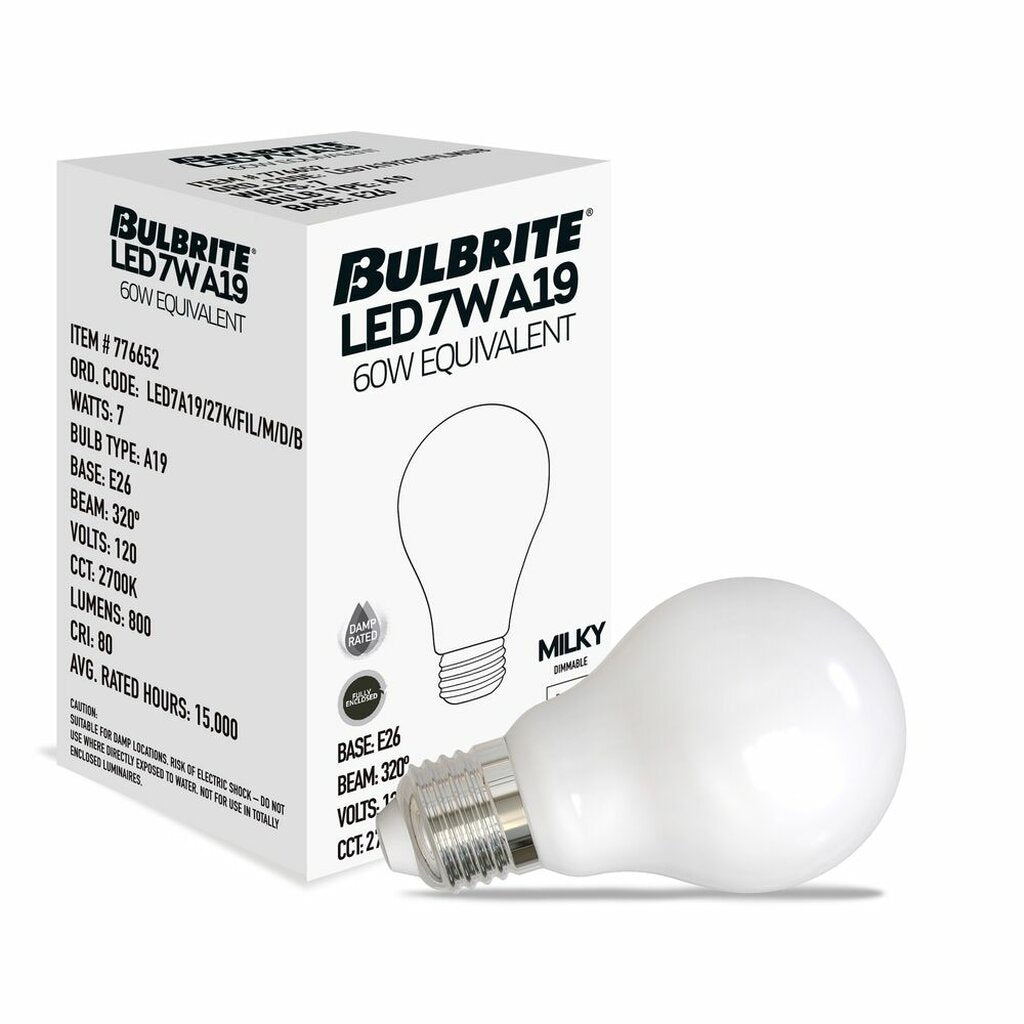4 pack - Bulbrite 862846 7W A19 Warm White Light Bulb