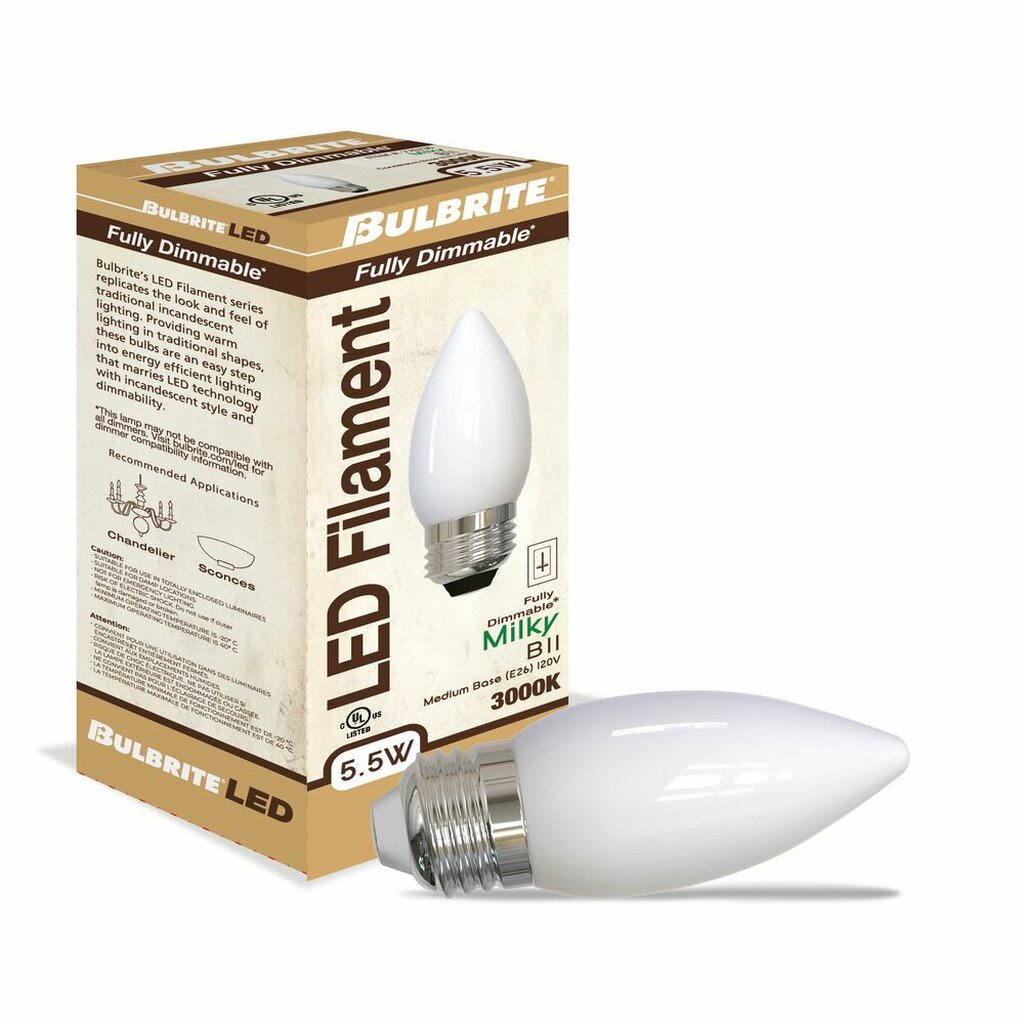 4 pack - Bulbrite 862845 5.5W B11 Soft White Light Bulb