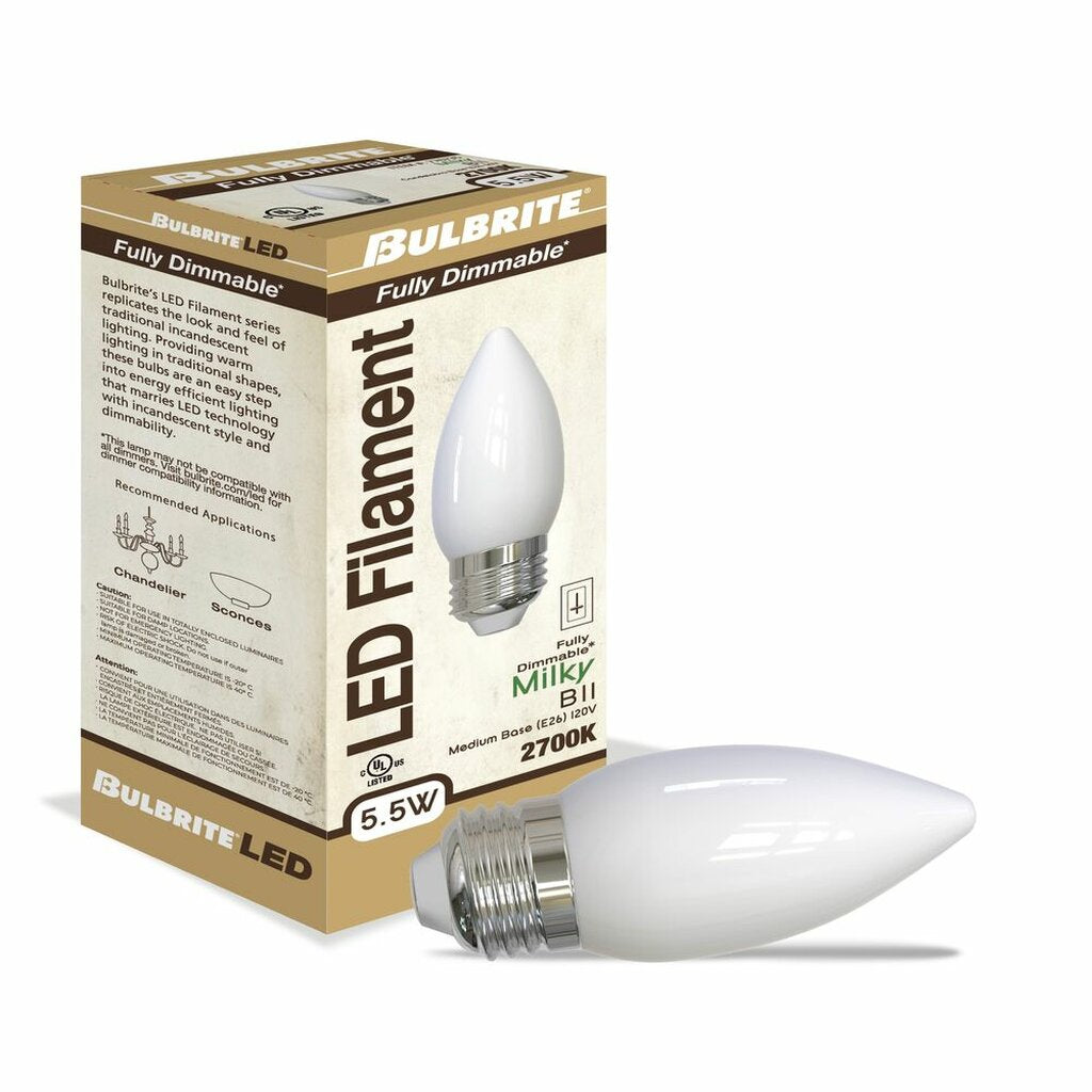 4 pack - Bulbrite 862844 5.5W B11 Warm White Light Bulb