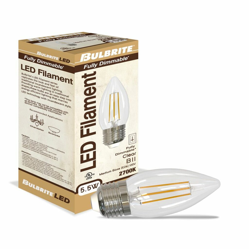 4 pack - Bulbrite 862842 5.5W B11 Warm White Light Bulb