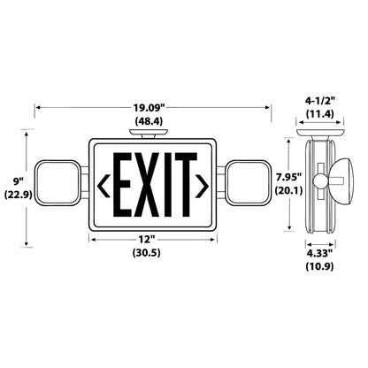 Lithonia ECRG SQ M6 3.8W LED Combo Fixture Red/Green Exit/Unit Square