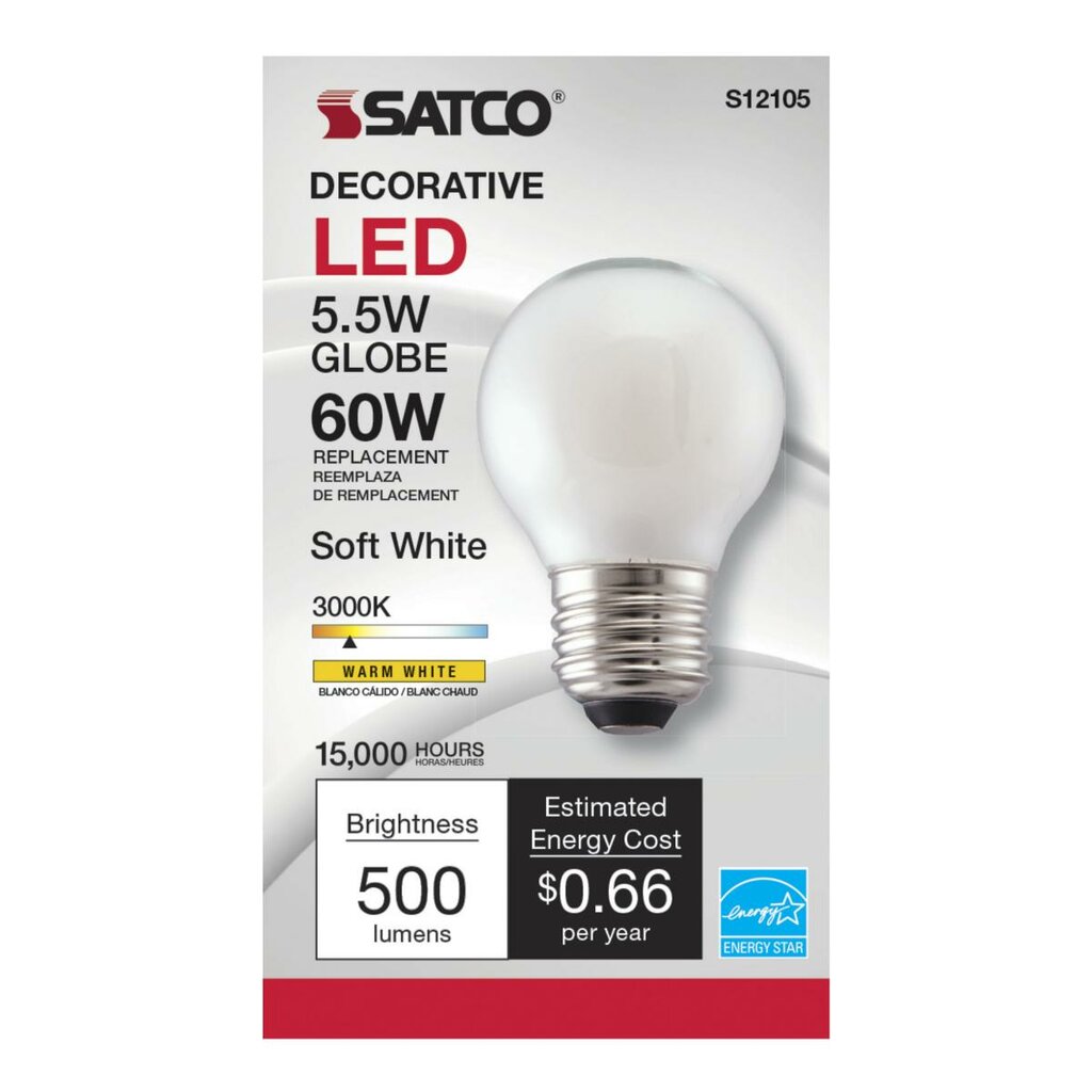 Satco S12105 5.5W G16.5 Soft White LED Light Bulb