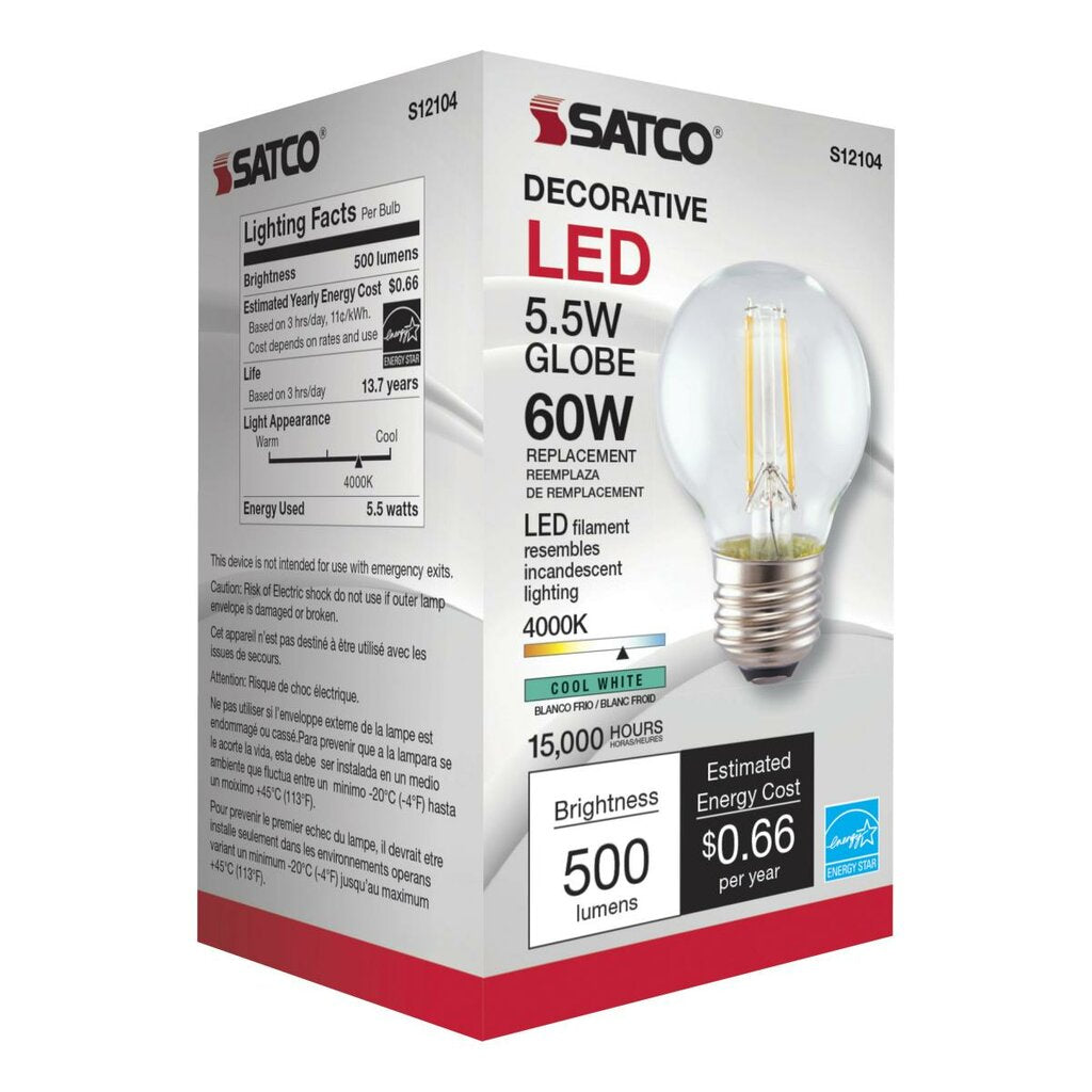 Satco S12104 6W G16 Cool White LED Light Bulb