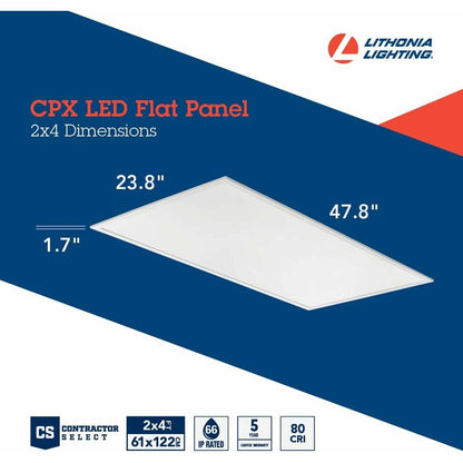 Lithonia CPX 2X4 ALO8 SWW7 IE10WCP 51W LED Flat Panel Dimmable Fixture