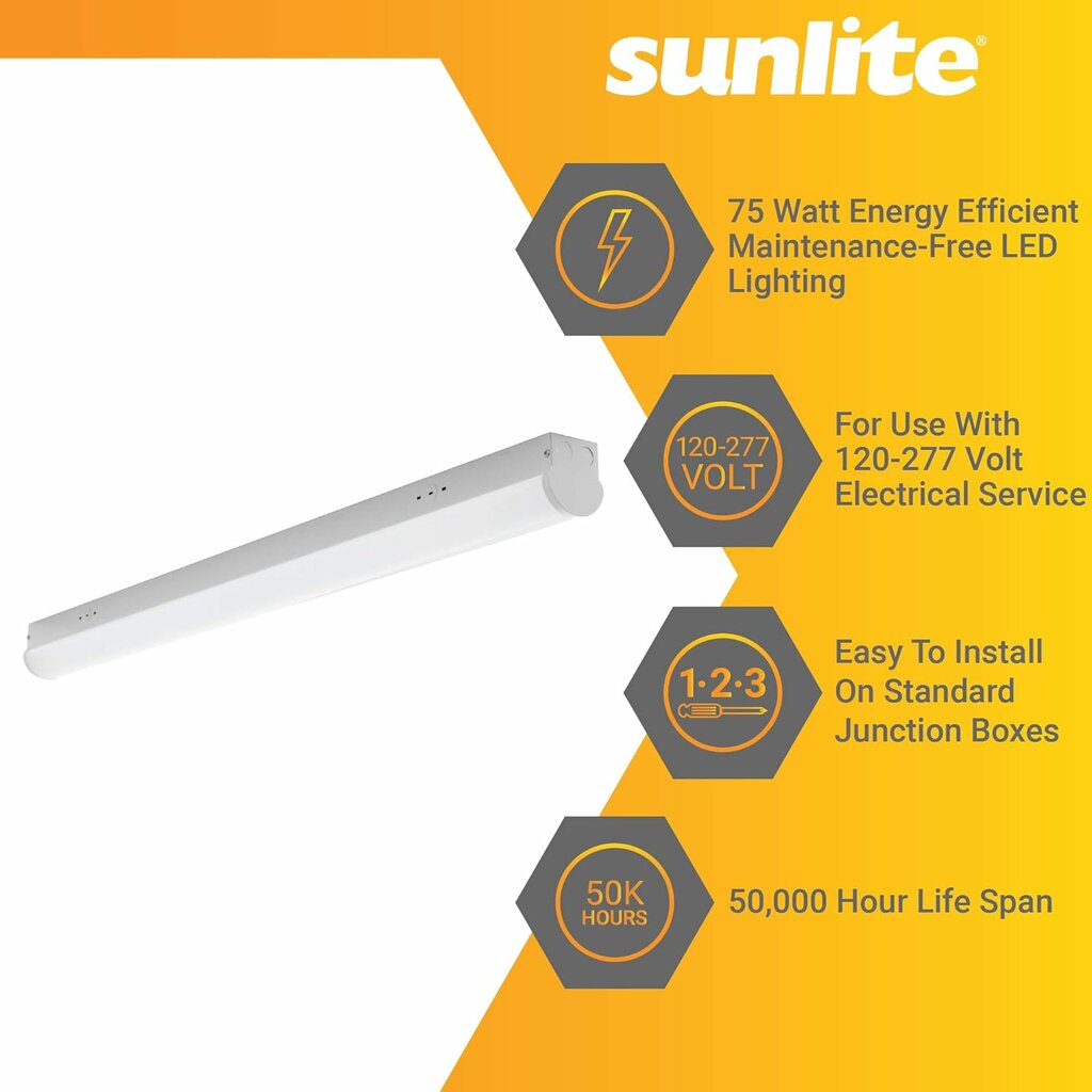 Sunlite 85484-SU 75W LED Strip Fixture Dimmable Fixture 96-Inch Linear
