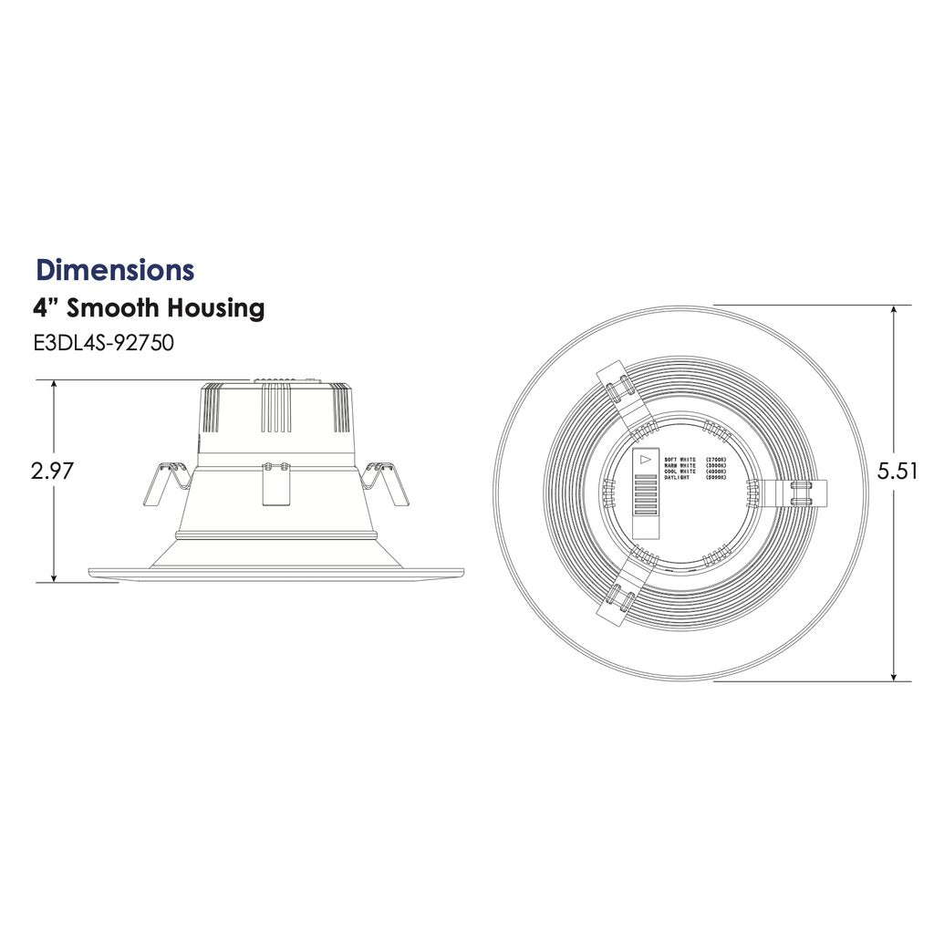 Energetic Lighting E3DL4B-92750 10W LED Beveled Downlight Dimmable