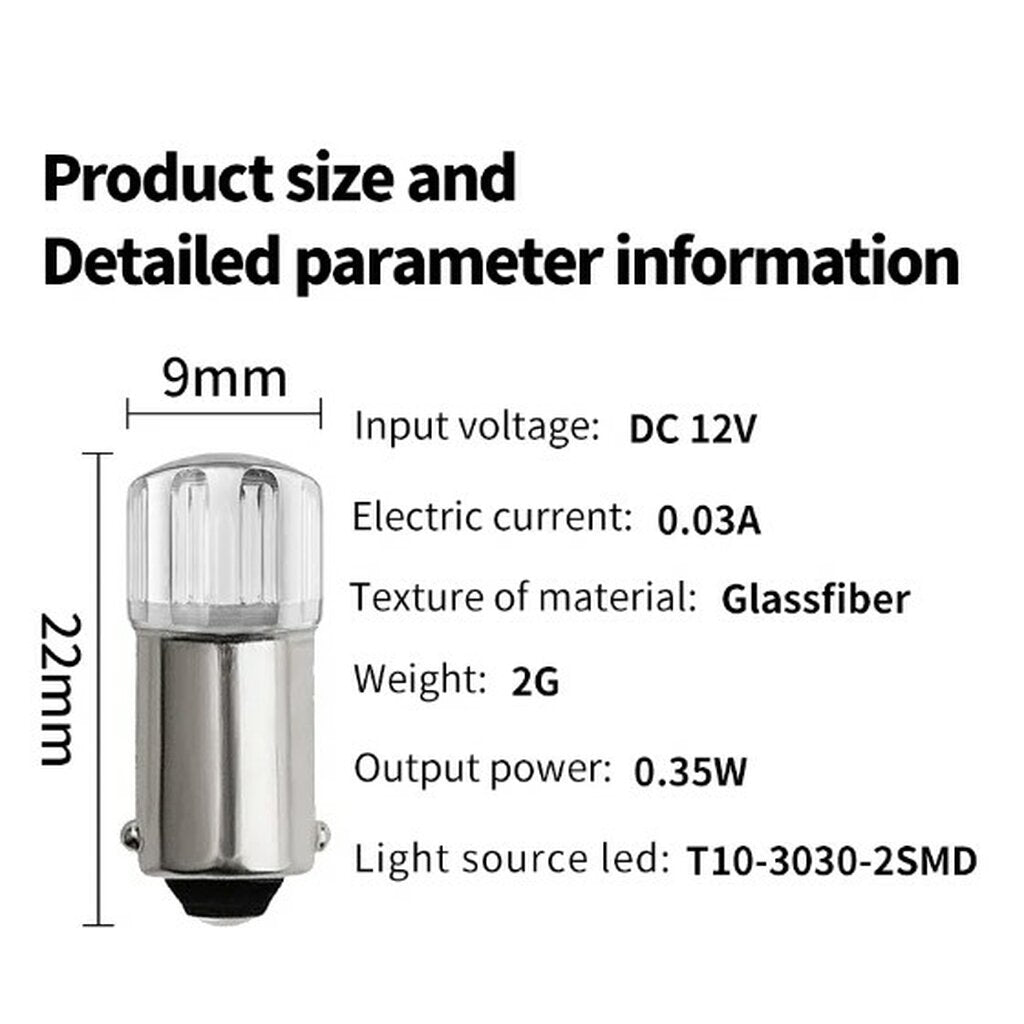 10 pack - BA9S LED T4W 3030 0.35W Super White LED Light Bulb