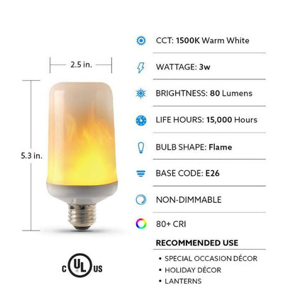 Feit Electric C/FLAME2/LED 3W Warm Flame LED Light Bulb