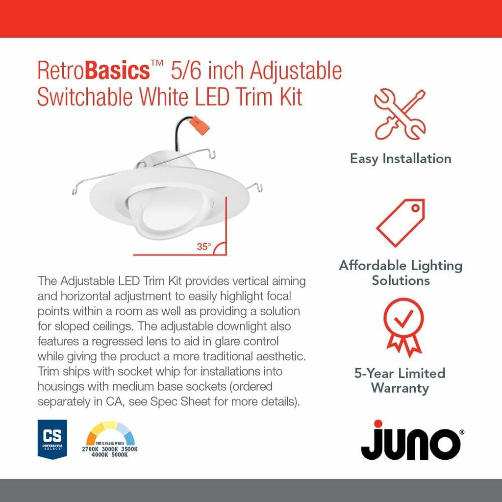 Lithonia RB56A SWW5 MW M6 9W LED Gimbal Dimmable Fixture CCT