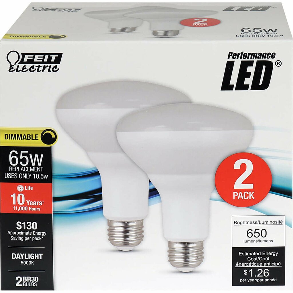2 pack - Feit Electric BR30/DM/10KLED/2 10.5W BR30 Warm White LED