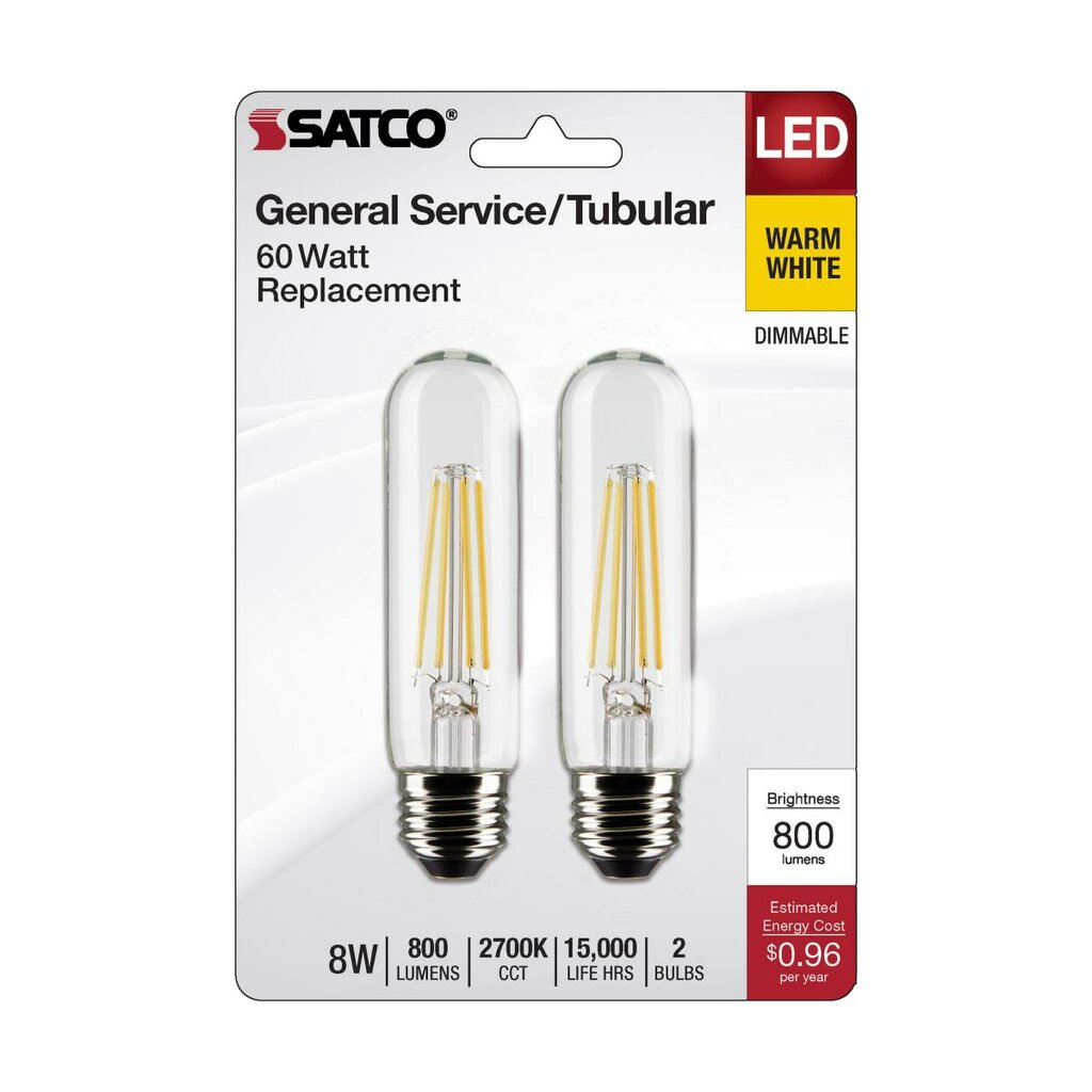 12 pack - Satco S21865 - 2 pack 8W T10 Warm White LED Light Bulb