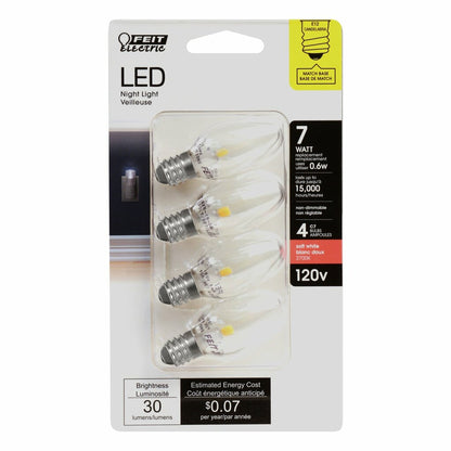 4 pack - Feit Electric BP7C7/827/LED/4 - 4 pack 0.6W C7 Soft White LED