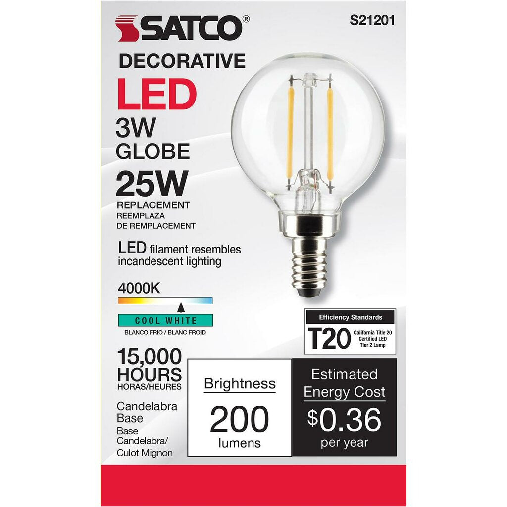 Satco S21201 3W G16.5 LED Light Bulb
