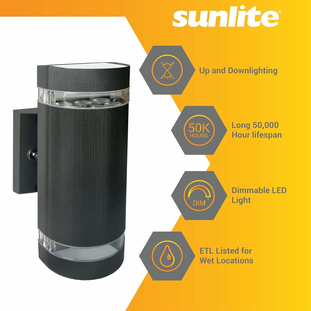 Sunlite 81294-SU 12W LED Dimmable Fixture Half Circle Up/Down Wall