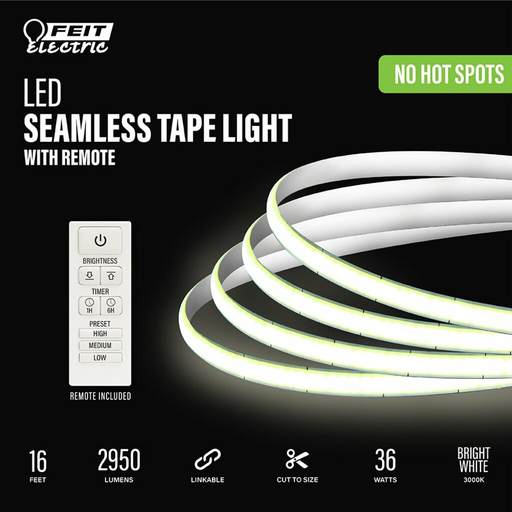 Feit Electric TAPE192/COB/LED 36W LED Tape Light Dimmable Fixture 16