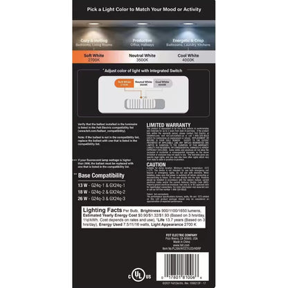 Feit Electric PL26AB/H/CCT/LEDG2 18W CCT LED Light Bulb