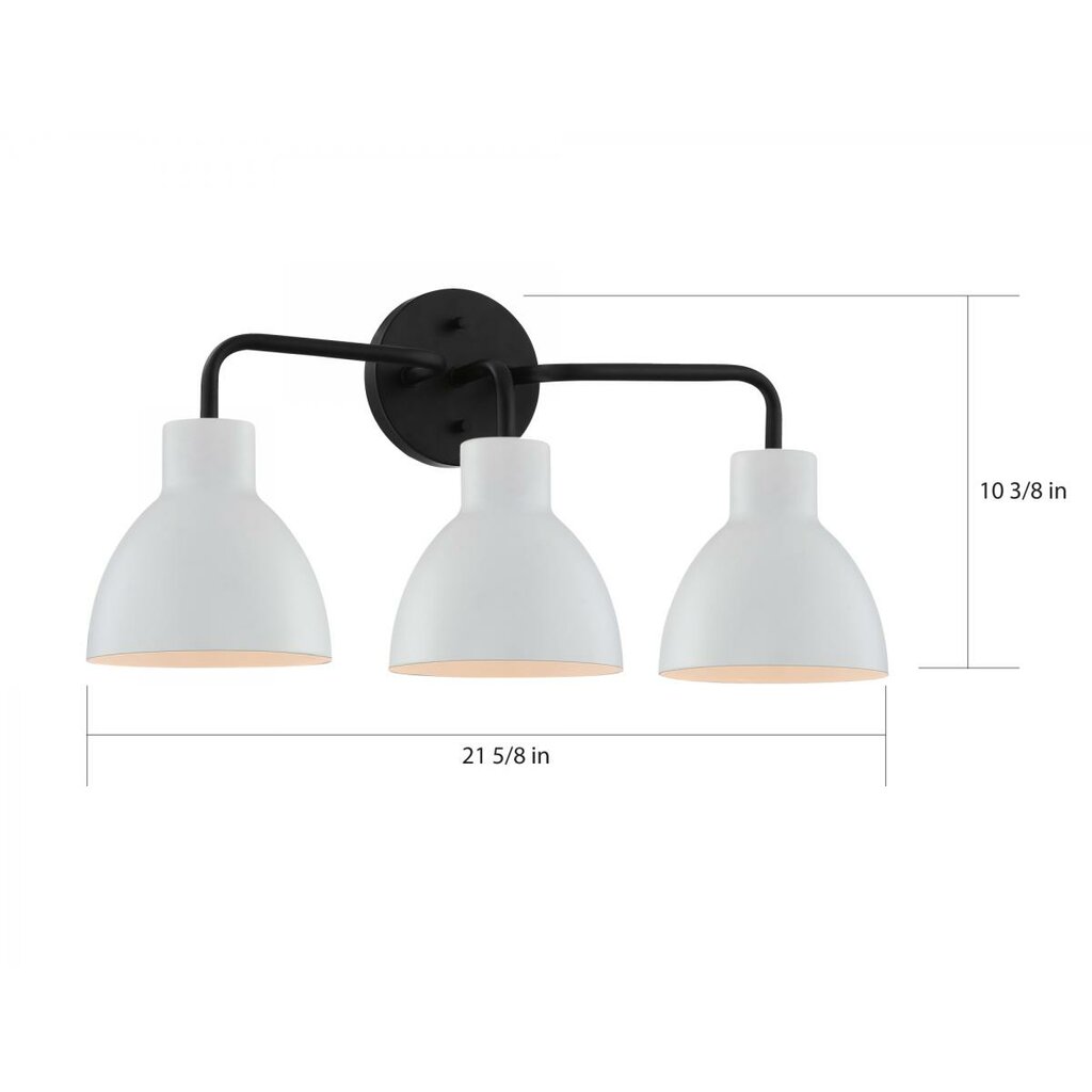 Satco 60-6786 Vanity Fixture Sloan; 3 Light; Matte Black Finish with