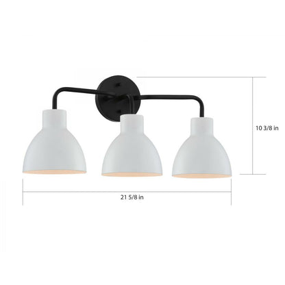 Satco 60-6786 Vanity Fixture Sloan; 3 Light; Matte Black Finish with