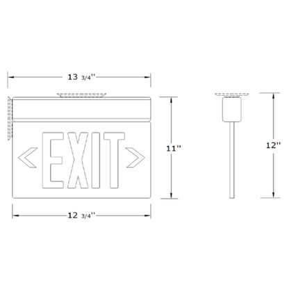 MaxLite EXE-RS2S 4.2W LED Fixture EDGELIT RED 2 SIDE EXIT SIGN