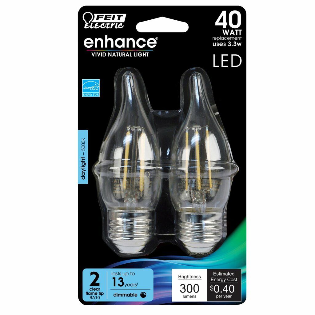 2 pack - Feit Electric BPEFC40/950CA/FIL/2/RP 9W B11 Daylight LED
