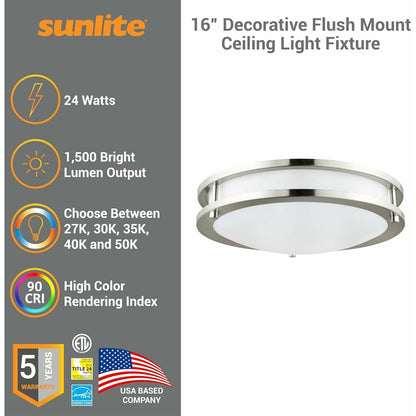 Sunlite 87796-SU 24W LED Ceiling Fixture Dimmable Fixture Surface