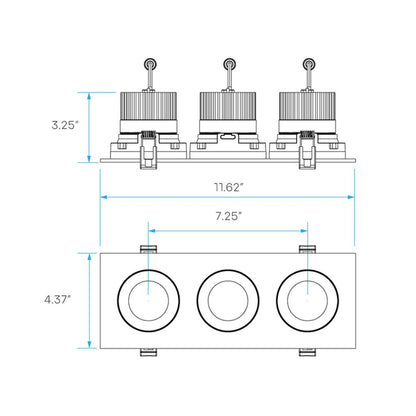 Luxrite LR32186 36W LED Gimbal Dimmable Fixture 11 in. Canless 3 Head
