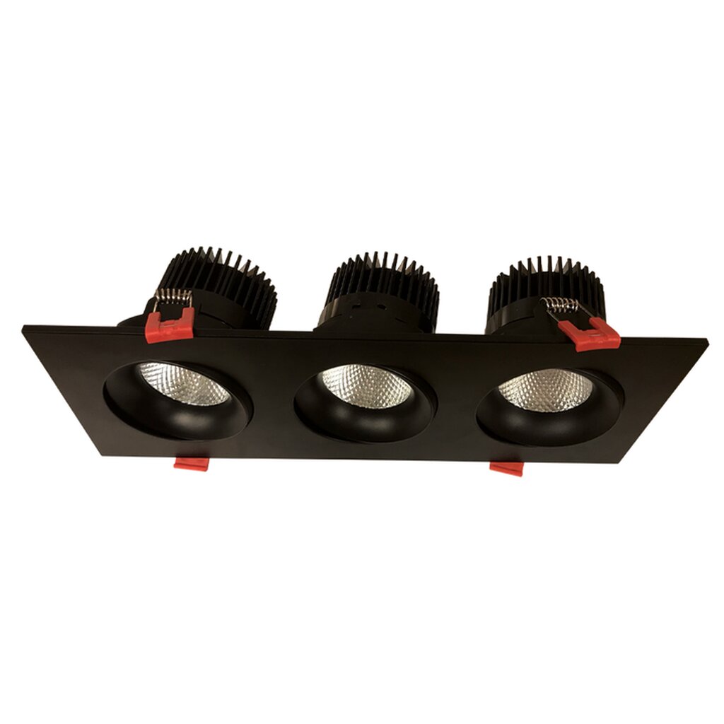 Luxrite LR32186 36W LED Gimbal Dimmable Fixture 11 in. Canless 3 Head