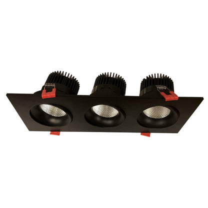 Luxrite LR32186 36W LED Gimbal Dimmable Fixture 11 in. Canless 3 Head